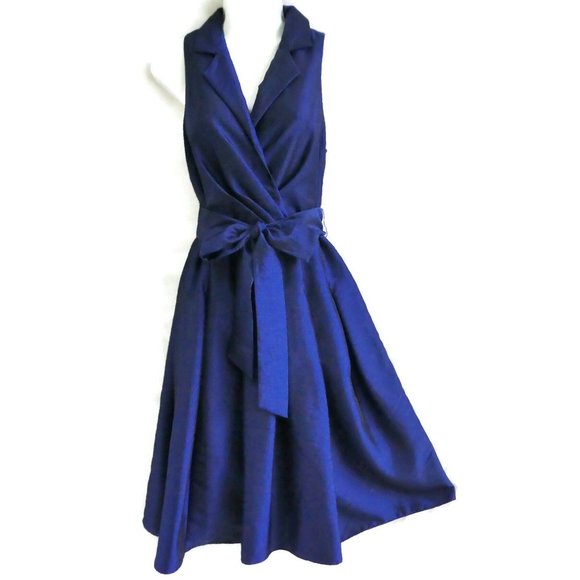 Jones New York Dresses & Skirts - Jones New York Dress Cobalt Taffeta Illusion Fit Flare M
